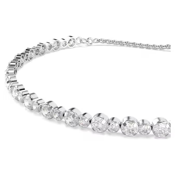 Matrix Tennis bracelet Mixed round cuts, White, Rhodium plated