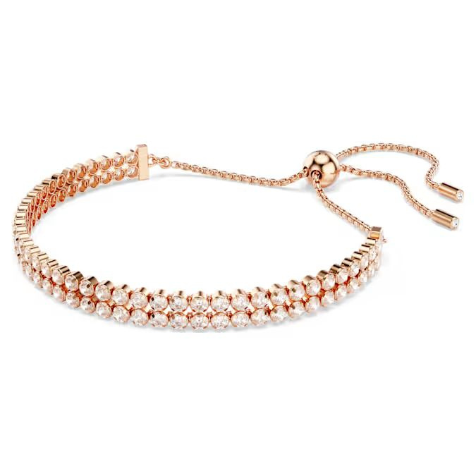 Matrix Tennis bracelet Round cut, White, Rose gold-tone plated