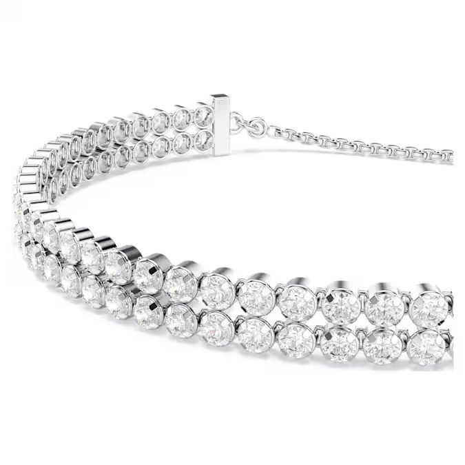 Matrix Tennis bracelet Round cut, White, Rhodium plated