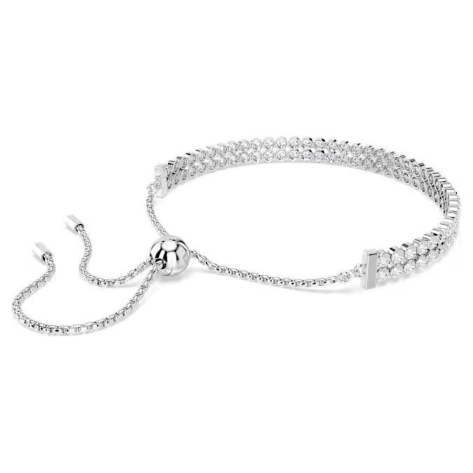 Matrix Tennis bracelet Round cut, White, Rhodium plated