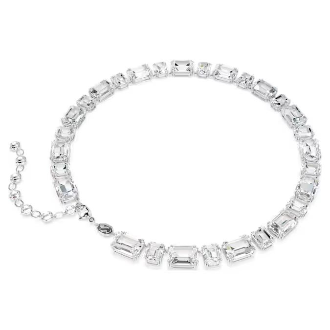 Millenia Tennis necklace Octagon cut, White, Rhodium plated