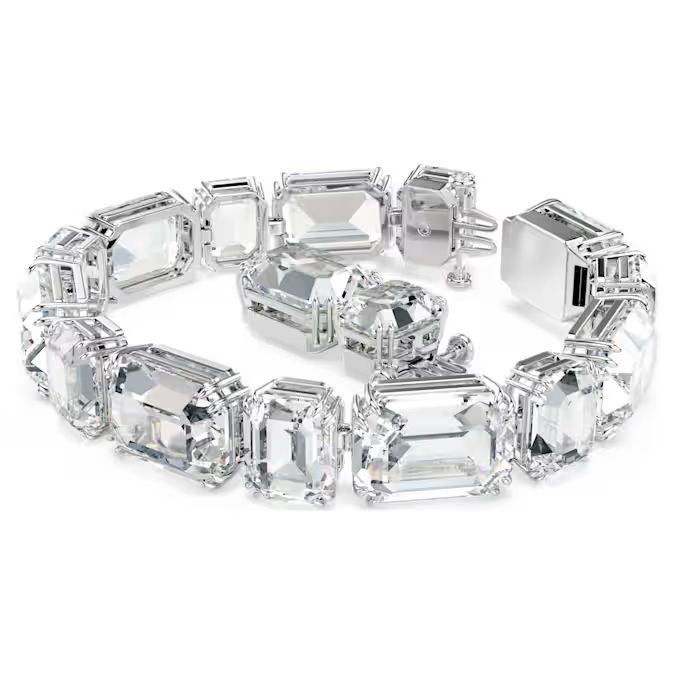 Millenia Tennis bracelet Octagon cut, White, Rhodium plated