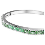 Matrix bangle Baguette cut, Green, Rhodium plated