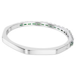 Matrix bangle Baguette cut, Green, Rhodium plated