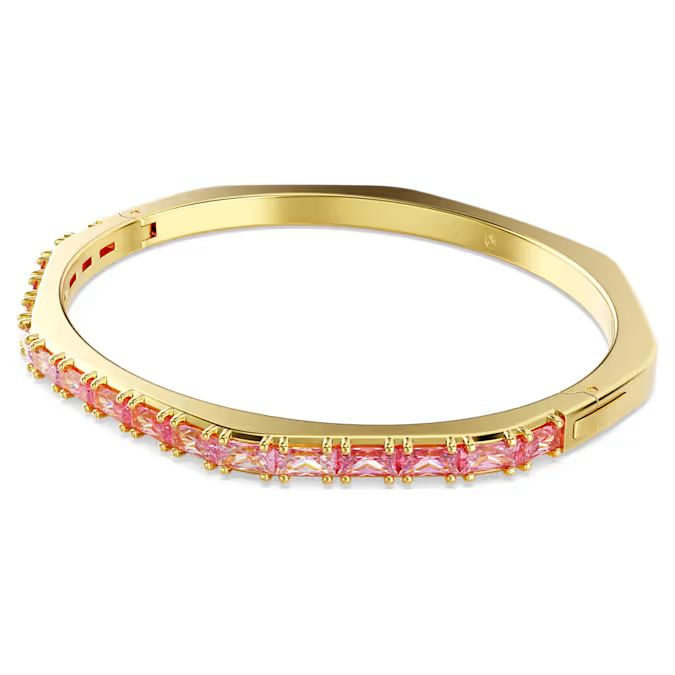 Matrix bangle Baguette cut, Pink, Gold-tone plated