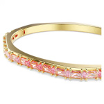 Matrix bangle Baguette cut, Pink, Gold-tone plated