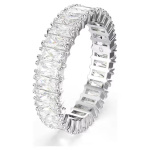 Matrix ring Baguette cut, White, Silver-tone finish