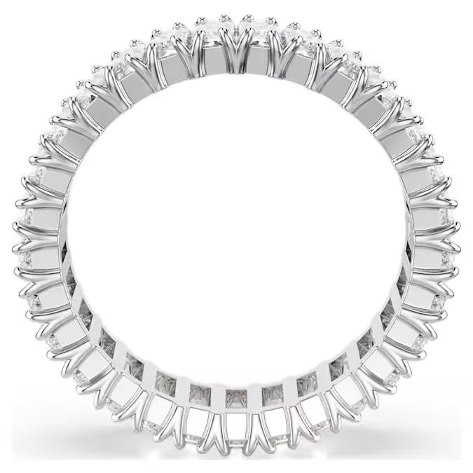 Matrix ring Baguette cut, White, Silver-tone finish