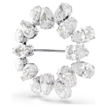 Matrix brooch Pear cut, White, Rhodium plated