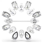 Matrix brooch Pear cut, White, Rhodium plated