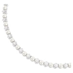 Matrix Tennis necklace Crystal pearl, Round cut, White, Rhodium plated