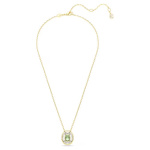 Chroma pendant Octagon cut, Green, Gold-tone plated