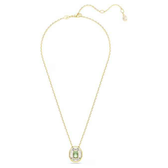 Chroma pendant Octagon cut, Green, Gold-tone plated