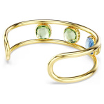 Chroma cuff Cushion cut, Green, Gold-tone plated