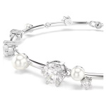 Constella Tennis bracelet Crystal pearl, Round cuts, White, Rhodium plated