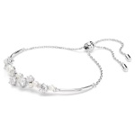 Constella bangle Crystal pearl, Round cuts, White, Rhodium plated