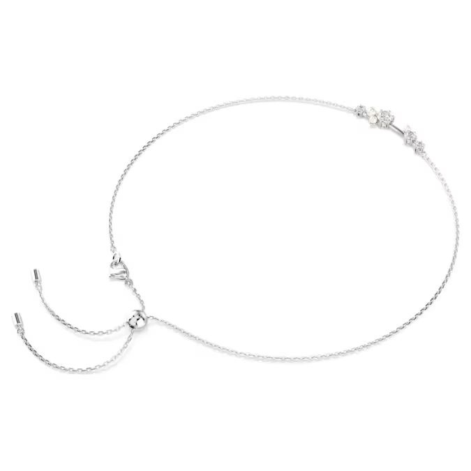 Constella necklace Crystal pearl, Round cuts, White, Rhodium plated