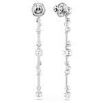 Constella drop earrings Crystal pearl, Round cuts, White, Rhodium plated