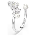 Constella open ring Crystal pearl, Round cuts, White, Rhodium plated