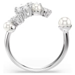 Constella open ring Crystal pearl, Round cuts, White, Rhodium plated