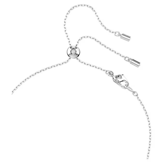 Constella Y necklace Crystal pearl, Round cuts, White, Rhodium plated