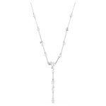 Constella Y necklace Crystal pearl, Round cuts, White, Rhodium plated