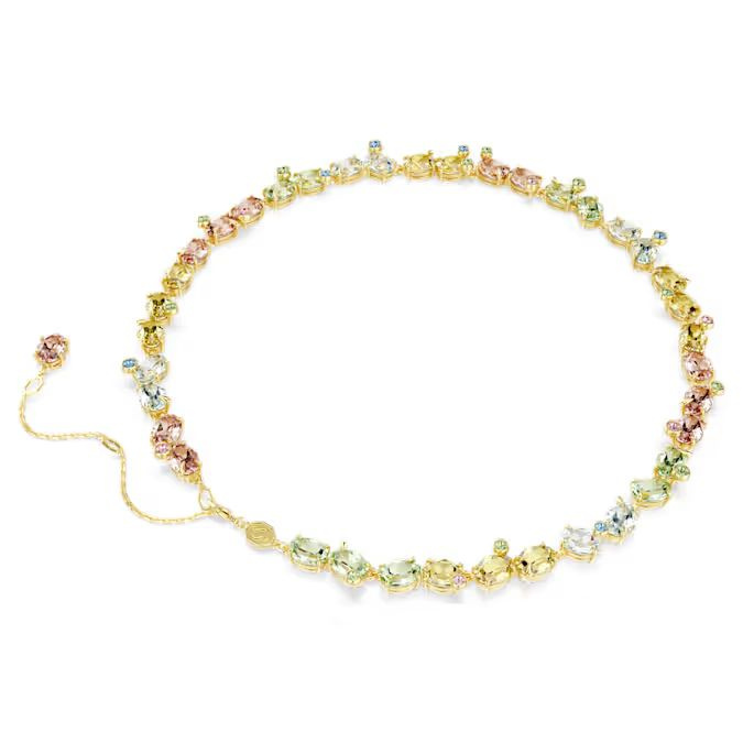 Gema Tennis necklace Mixed cuts, Multicolored, Gold-tone plated