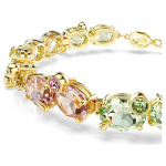 Gema Tennis bracelet Mixed cuts, Multicolored, Gold-tone plated