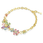 Idyllia necklace Mixed cuts, Flower, Multicolored, Gold-tone plated