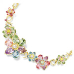 Idyllia necklace Mixed cuts, Flower, Multicolored, Gold-tone plated