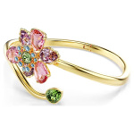 Idyllia bangle Mixed cuts, Flower, Multicolored, Gold-tone plated