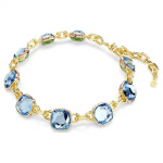 Chroma Tennis necklace Cushion cut, Blue, Gold-tone plated