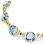 Chroma Tennis necklace Cushion cut, Blue, Gold-tone plated