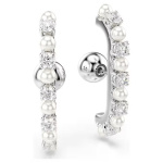 Matrix ear cuff Set (3), Crystal pearl, Round cut, White, Rhodium plated