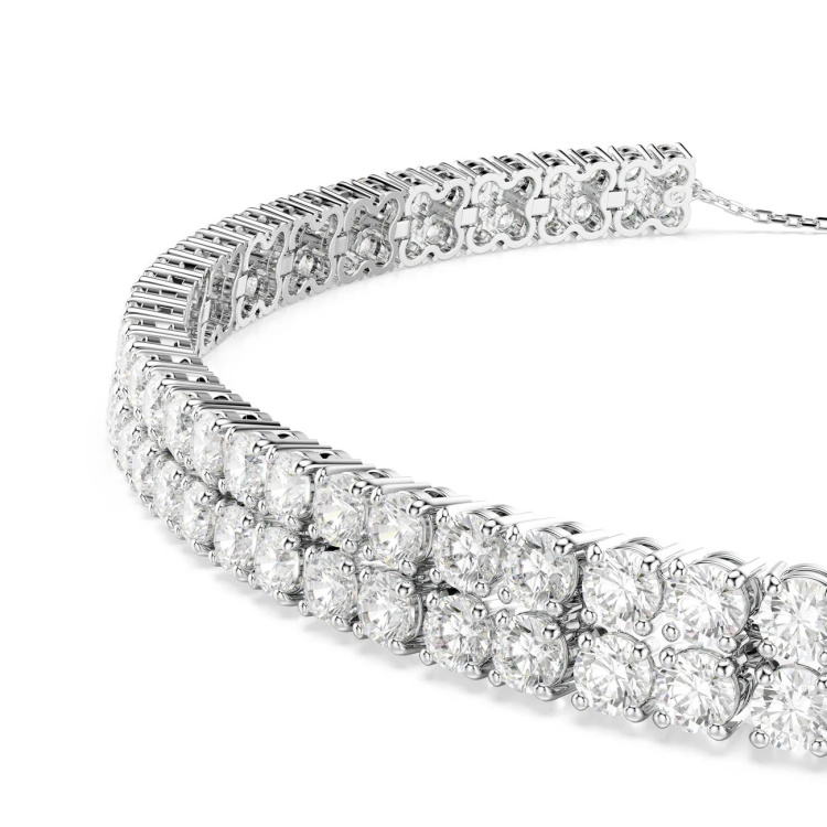 Matrix choker, Round cut, White, Rhodium plated