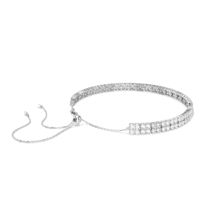 Matrix choker, Round cut, White, Rhodium plated