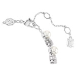 Matrix Tennis bracelet Crystal pearl, Round cut, White, Rhodium plated