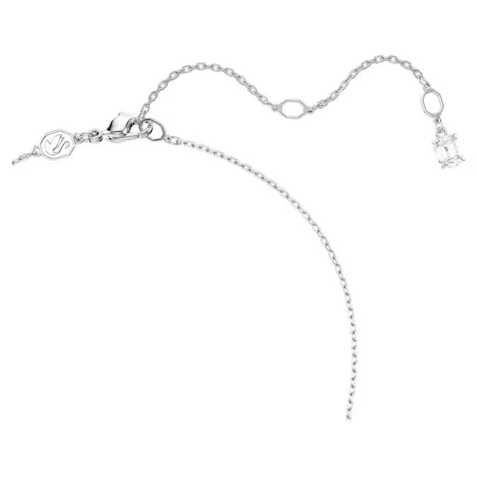 Matrix necklace Gradient of round cuts, White, Rhodium plated