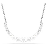 Matrix necklace Gradient of round cuts, White, Rhodium plated