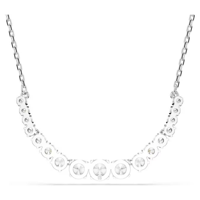 Matrix necklace Gradient of round cuts, White, Rhodium plated