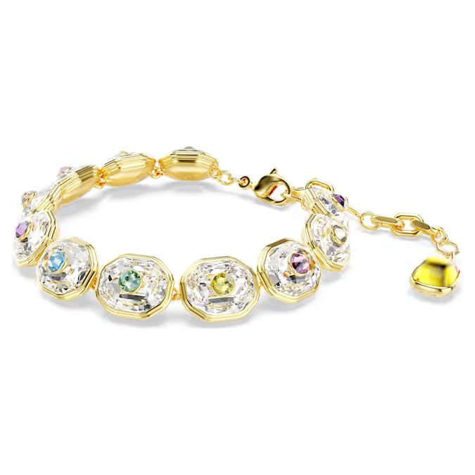 Chroma Tennis bracelet Octagon cut, Multicolored, Gold-tone plated