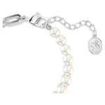 Swan bracelet Crystal pearl, Swan, Black, Rhodium plated