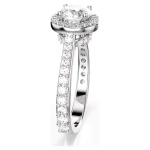 Una Angelic ring Round cut, White, Silver-tone finish