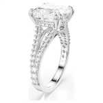 Stilla ring Square cut, White, Silver-tone finish