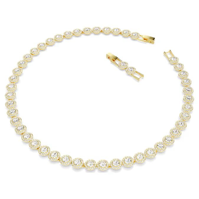 Una Angelic Tennis necklace Round cut, White, Gold-tone plated