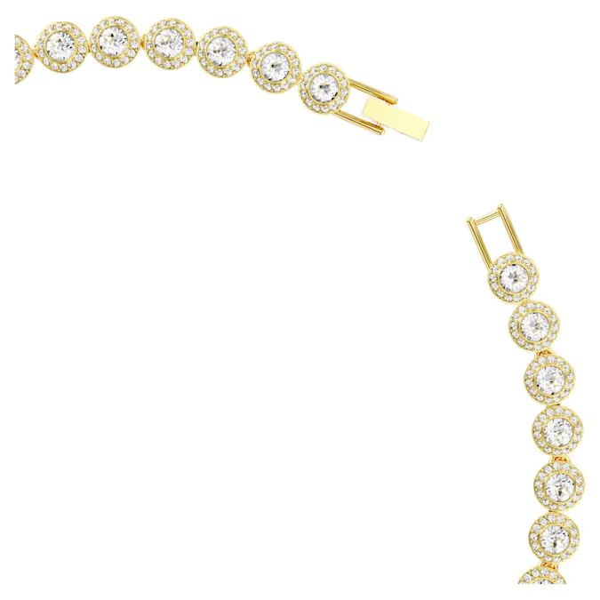 Una Angelic Tennis necklace Round cut, White, Gold-tone plated