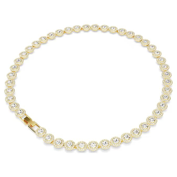 Una Angelic Tennis necklace Round cut, White, Gold-tone plated