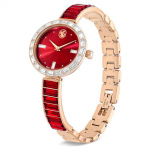 Matrix Bangle watch Swiss Made, Crystal bracelet, Red, Rose gold-tone finish