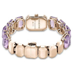 Watch Octagon cut bracelet, Purple, Champagne gold-tone finish