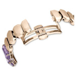 Watch Octagon cut bracelet, Purple, Champagne gold-tone finish